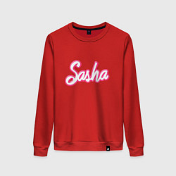 Свитшот хлопковый женский Саша шрифтом барби - объемный шрифт, цвет: красный