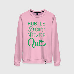 Свитшот хлопковый женский Hustle hit never quit, цвет: светло-розовый