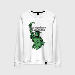 Свитшот хлопковый женский Rage Against - statue of liberty, цвет: белый