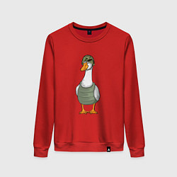 Свитшот хлопковый женский Гусь воин, цвет: красный