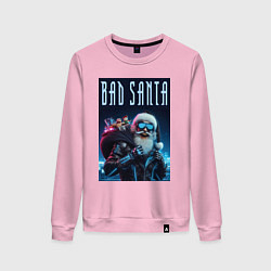 Свитшот хлопковый женский Bad santa - ai art, цвет: светло-розовый