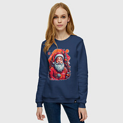 Свитшот хлопковый женский Санта Клаус, цвет: тёмно-синий — фото 2