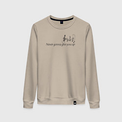 Свитшот хлопковый женский Never gonna give you up QR-код музыка, цвет: миндальный