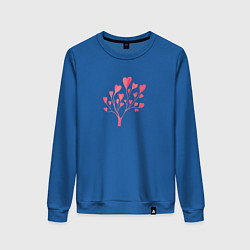 Свитшот хлопковый женский Дерево из сердечек - символ любви, цвет: синий