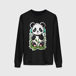 Женский свитшот Медвежонок панды в наушниках