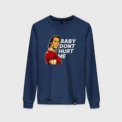 Свитшот хлопковый женский Baby dont hurt me - Mike OHearn, цвет: тёмно-синий