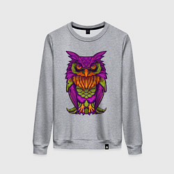 Свитшот хлопковый женский Purple owl, цвет: меланж