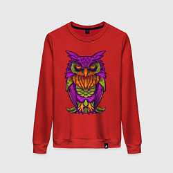 Свитшот хлопковый женский Purple owl, цвет: красный