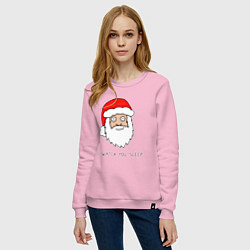 Свитшот хлопковый женский Криповый Санта, цвет: светло-розовый — фото 2
