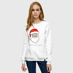 Свитшот хлопковый женский Криповый Санта, цвет: белый — фото 2
