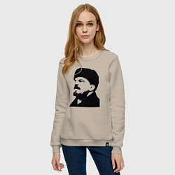 Свитшот хлопковый женский Ленин в шапке, цвет: миндальный — фото 2