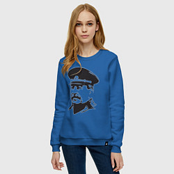 Свитшот хлопковый женский Сталин в фуражке, цвет: синий — фото 2