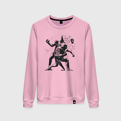 Свитшот хлопковый женский Мощный удар боксёра, цвет: светло-розовый