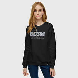 Свитшот хлопковый женский BDSM - business development sales and marketing, цвет: черный — фото 2