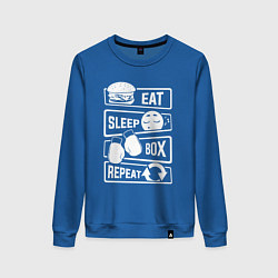 Свитшот хлопковый женский Еда сон бокс, цвет: синий