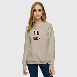 Свитшот хлопковый женский The real boss, цвет: миндальный — фото 2