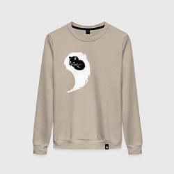 Свитшот хлопковый женский Инь ян белый парная, цвет: миндальный