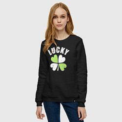 Свитшот хлопковый женский Lucky day, цвет: черный — фото 2