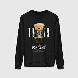 Свитшот хлопковый женский Плюшевый медведь portland, цвет: черный