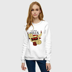 Свитшот хлопковый женский Bulls logo with hands, цвет: белый — фото 2