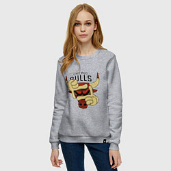 Свитшот хлопковый женский Bulls logo with hands, цвет: меланж — фото 2