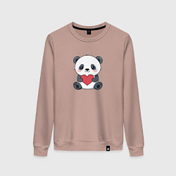 Женский свитшот Панда с красным сердечком