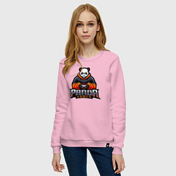 Свитшот хлопковый женский Панда геймер с гейпадом, цвет: светло-розовый — фото 2