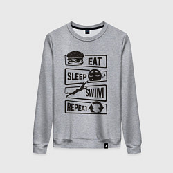 Свитшот хлопковый женский Есть спать плавать, цвет: меланж