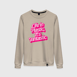 Свитшот хлопковый женский Barbie life in plastic, цвет: миндальный