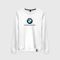 Свитшот хлопковый женский BMW the unlimited driving machine, цвет: белый