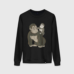 Женский свитшот Мультяшная горилла с детенышем