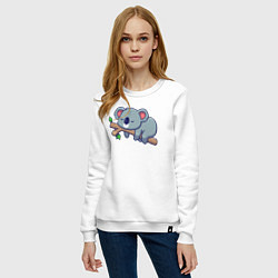Свитшот хлопковый женский Коала на ветке, цвет: белый — фото 2