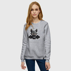 Свитшот хлопковый женский Летучая мышь я ужас летящий на крыльях ночи, цвет: меланж — фото 2