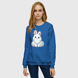 Свитшот хлопковый женский Пушистый аниме кролик, цвет: синий — фото 2
