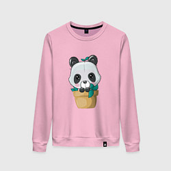 Женский свитшот Милая панда в цветочном горшке