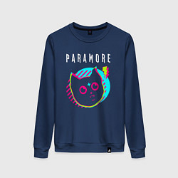 Свитшот хлопковый женский Paramore rock star cat, цвет: тёмно-синий