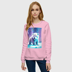 Свитшот хлопковый женский Прикольный милый медвежонок, цвет: светло-розовый — фото 2
