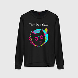 Свитшот хлопковый женский Three Days Grace rock star cat, цвет: черный