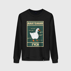 Свитшот хлопковый женский Анатомия гуся, цвет: черный