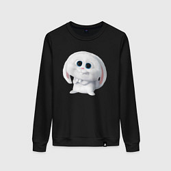 Свитшот хлопковый женский Кролик Снежок, цвет: черный