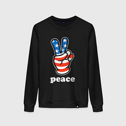 Свитшот хлопковый женский USA peace, цвет: черный