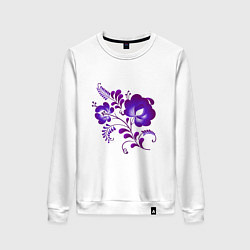 Женский свитшот Веточка с цветами - фиолетовая гжель