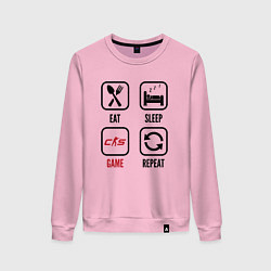 Свитшот хлопковый женский Eat - sleep - Counter-Strike 2 - repeat, цвет: светло-розовый