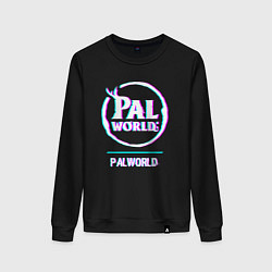 Свитшот хлопковый женский Palworld в стиле glitch и баги графики, цвет: черный