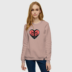Свитшот хлопковый женский Сердце черепа, цвет: пыльно-розовый — фото 2