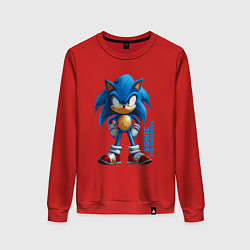 Свитшот хлопковый женский Sonic - poster style, цвет: красный