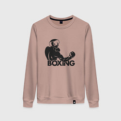 Свитшот хлопковый женский Бокс хук, цвет: пыльно-розовый