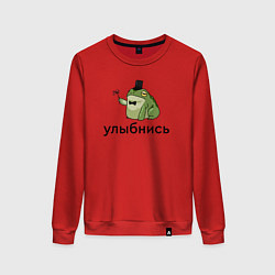 Свитшот хлопковый женский Лягушка - улыбнись, цвет: красный