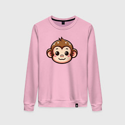 Свитшот хлопковый женский Мордочка обезьяны, цвет: светло-розовый