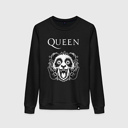 Свитшот хлопковый женский Queen rock panda, цвет: черный